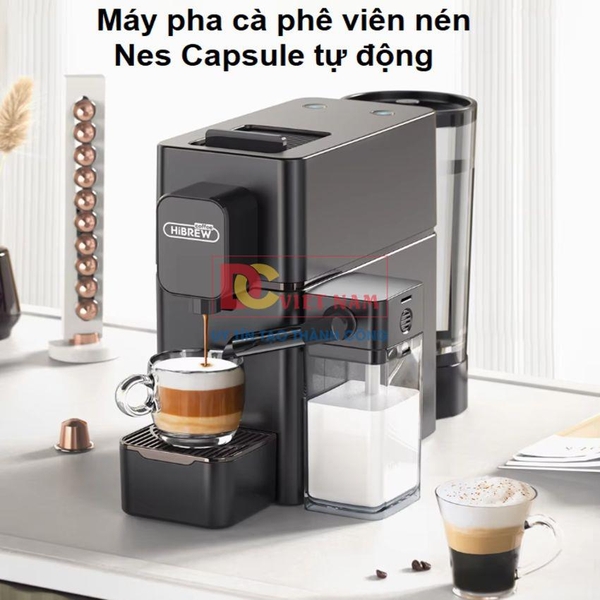 Máy pha cà phê viên nén Nespresso tự động, Espresso, Cappuccino và Latte. Thương hiệu Mỹ cao cấp HiBREW - H15