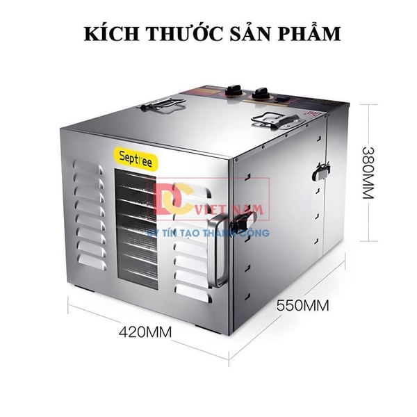 Máy sấy thực phẩm chuyên nghiệp dung tích lớn 59 lít, 10 khay. Thương hiệu Mỹ Septree cao cấp ST-01