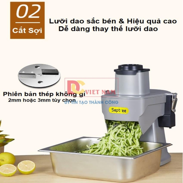 Máy thái rau củ quả đa năng, thái lát, thái sợi, thái hạt lựu. Thương hiệu Mỹ cao cấp Septree - GJ817