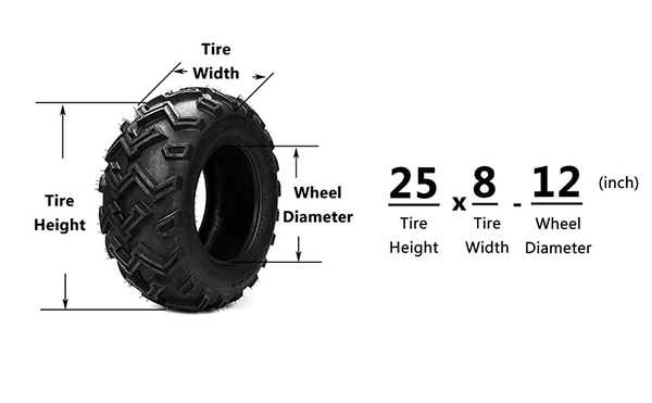 Lốp (vỏ) 25x8.00-12 hoặc 25x8-12 và 25x10-12 dùng xe ATV / UTV