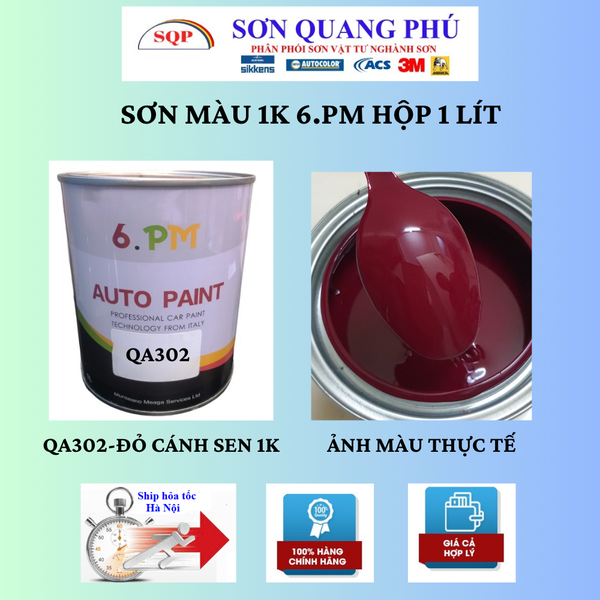 qa302-son-mau-do-canh-sen-1k-autopaint-hieu-6-pm-lon-1-lit-cho-oto-xe-may
