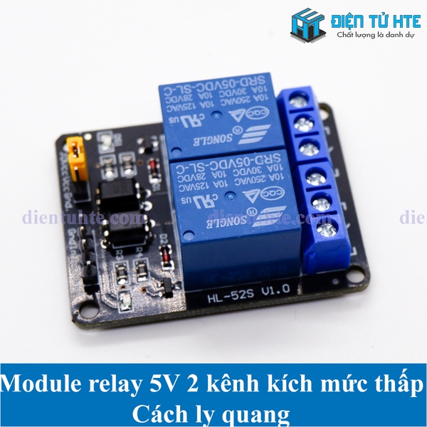 Module Relay 2 kênh có cách ly opto - Kích mức thấp | Điện Tử HTE