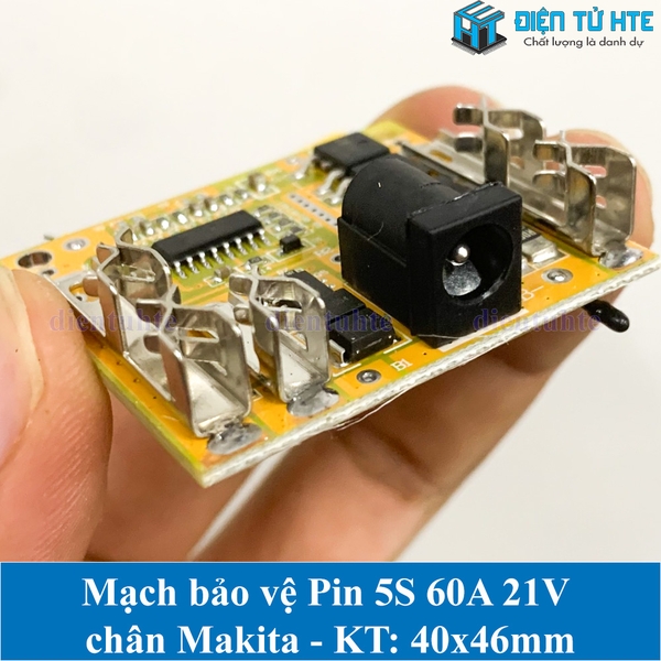 Mạch bảo vệ Pin 5S 60A hệ 3.7V 18-21V chân Makita có jack sạc 5.5x2.1mm ...