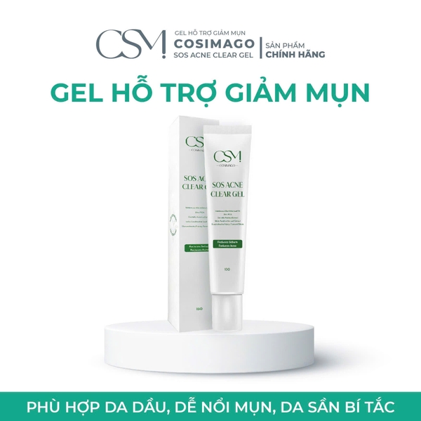 Cosimago SOS Acne Clear Gel 15G - Giải Pháp Chăm Mụn Chuyên Sâu Hỗ Trợ Giảm Mụn Viêm Sưng Kiểm Soát Bã Nhờn Làm Dịu Da