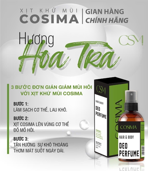 Xịt khử mùi hôi có thể (nách ,chân ) Cosima 60ml màu xanh lá