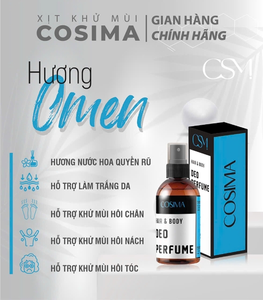 Xịt khử mùi hôi cơ thể ( Nách ,chân ) Cosima 60ml màu xamh dương