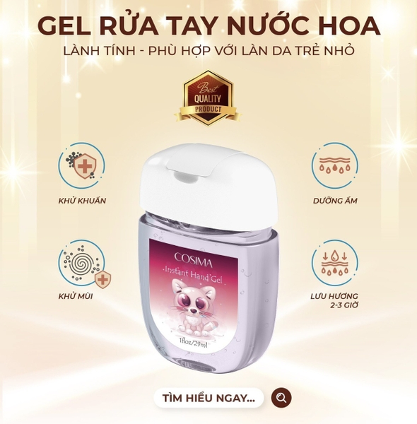 Gel rửa tay khô nước hoa Cosima (Bé Mèo 29ml)