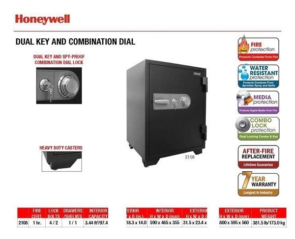 Két sắt honeywell 2108 trang bị những tính năng vượt trội