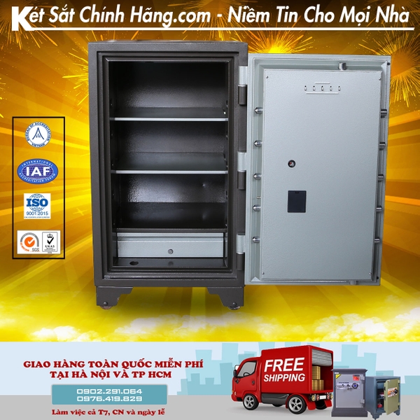 Nội thất két sắt C200KVT siêu cường  khóa vân tay chống cháy