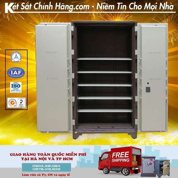 Nội thắt két sắt C1800VT khóa vân tay chống cháy