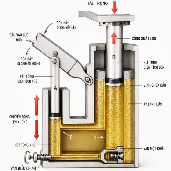 cấu tạo vào nguyên tắc hoạt động của kích thủy lực