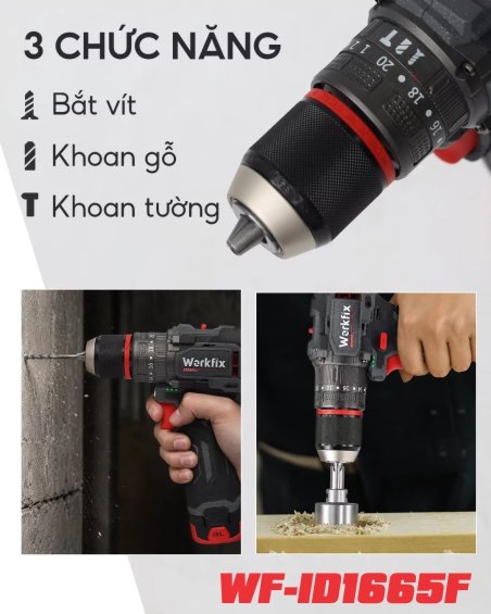 Máy khoan pin cầm tay Workfix WF-ID1665F