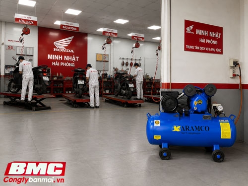 Máy nén hơi Aramco 1,5 HP V-0.12/8 lắp tại Honda Minh Nhật, Hải Phòng