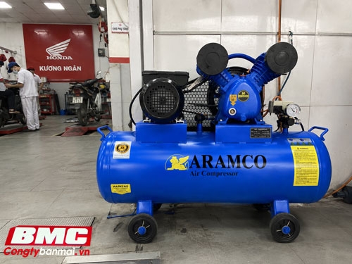 Máy nén hơi Aramco 3 HP V-0.25/8 lắp đặt tại tiệm sửa chữa xe máy HONDA KUONG NGAN