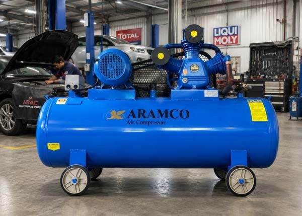 Máy nén hơi Aramco 4 Kw 3 pha 380V W-0.36/12.5 tại xưởng sửa chữa ô tô
