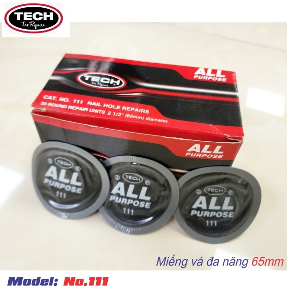 Hộp miếng vá săm lốp đa năng Tech 111, Đường kính 65mm.