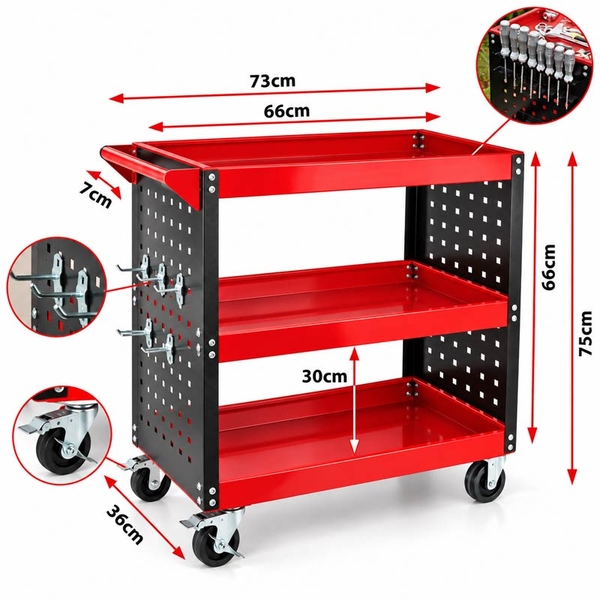 Kích thước hình ảnh xe đẩy 3 ngăn JS-17A