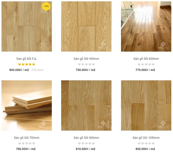 giá sàn gỗ sồi