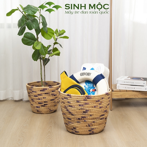 Giỏ lục bình đa năng, giỏ đựng đồ, giỏ trồng cây, decor giỏ bèo Sinh Mộc - M1034
