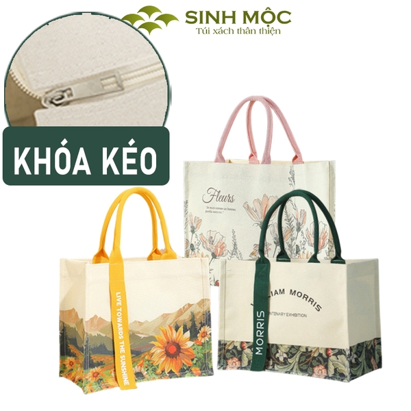 Túi canvas có khóa kéo, túi xách có khoá kéo, túi xách nữ có khóa kéo - M30K(có khóa)