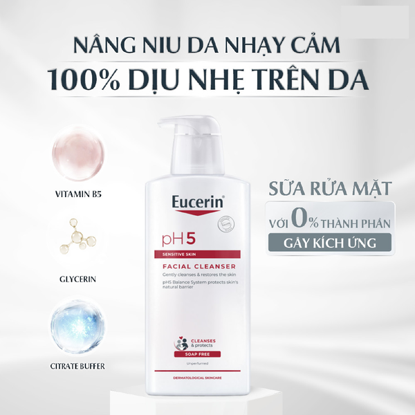 Sữa rửa mặt cho da nhạy cảm Eucerin PH5 Facial Cleanser Sensitive Skin (400ml)