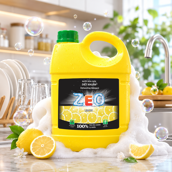 Nước rửa chén ZEO enzyme hương chanh chai 1.5kg