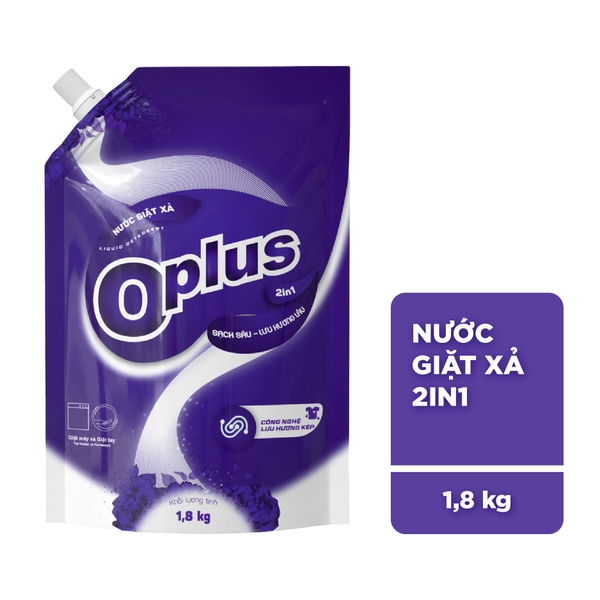 Nước giặt xả Oplus 2in1 lưu hương kép hương nước hoa Pháp 1,8 Kg