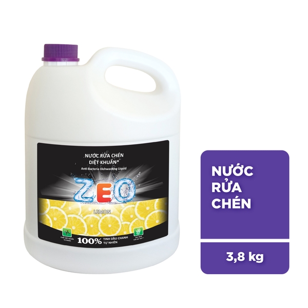 Nước rửa chén ZEO enzim hương chanh can 3.8kg