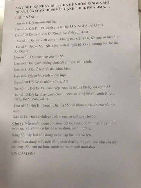 MÁY DẬP NHÔM TOPAL, XINGFA