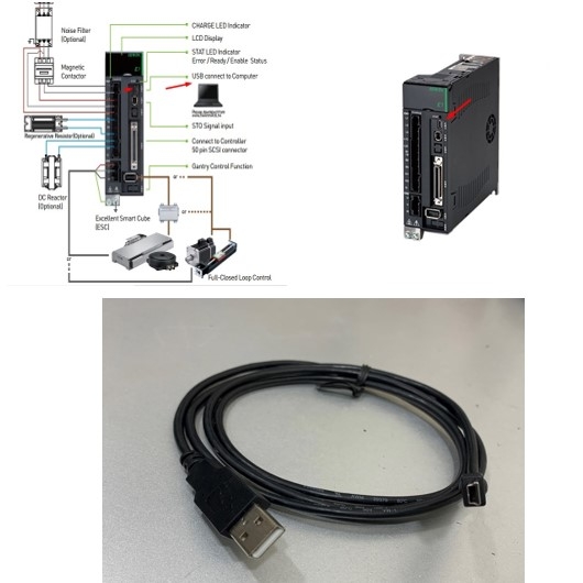 Cáp Điều Khiển 051700800366 Mini USB Communication Cable 1.3M For HIWIN ...
