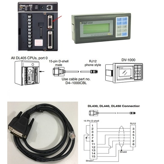 Cáp Kết Nối PLC Programming D4-1000CBL Cable KOYO DirectLOGIC 405 Với ...