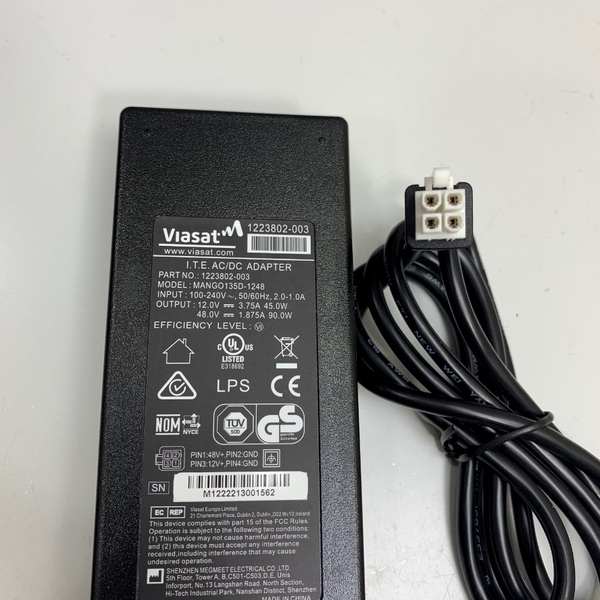 Adapter 48V 1.875A 90W 12V 3.75A 45W VIASAT MANGO135D-1248 Connector ...