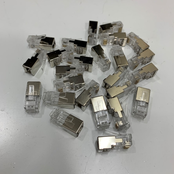 Đầu Bấm RJ12 Shielded Modular Connector 6 Pin 6P6C Round Cable 100 Pack ...