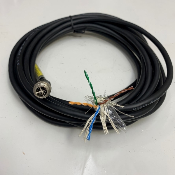 Cáp 5.8M 15ft M12 8 Pin X-Coded Male to 8 Core Open End Black Cable ...