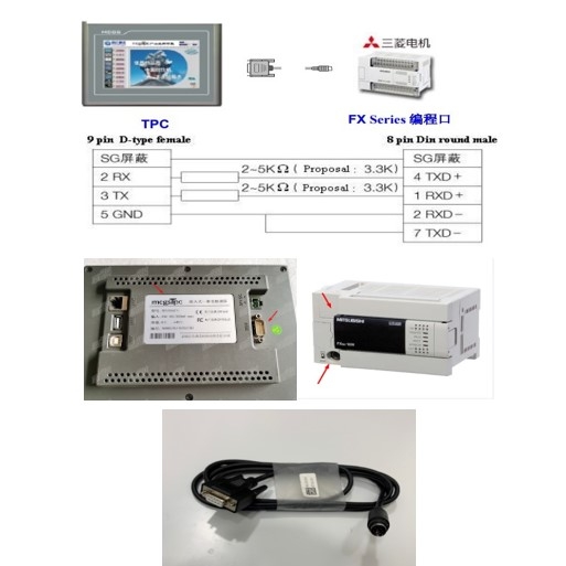 Cáp Lập Trình Mini Din 8 Pin to DB9 Female Dài 3M For PLC Mitsubishi FX ...