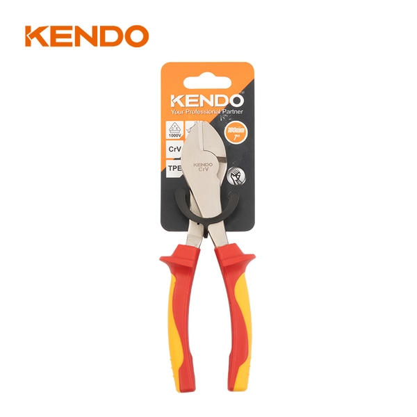 Kìm cắt hạng nặng cách điện 1000V VDE bằng thép Cr-V kích thước 180mm Kendo - 11014