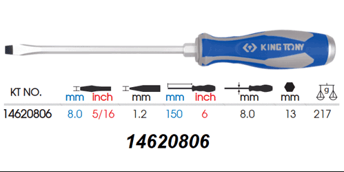 Tua vít đóng dẹp 1.2x8.0x150mm Kingtony 14620806