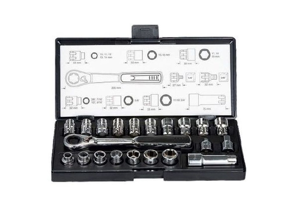 Bộ đầu tuýp và cần siết xuyên tâm Makita B-65604 (21 chi tiết/bộ)
