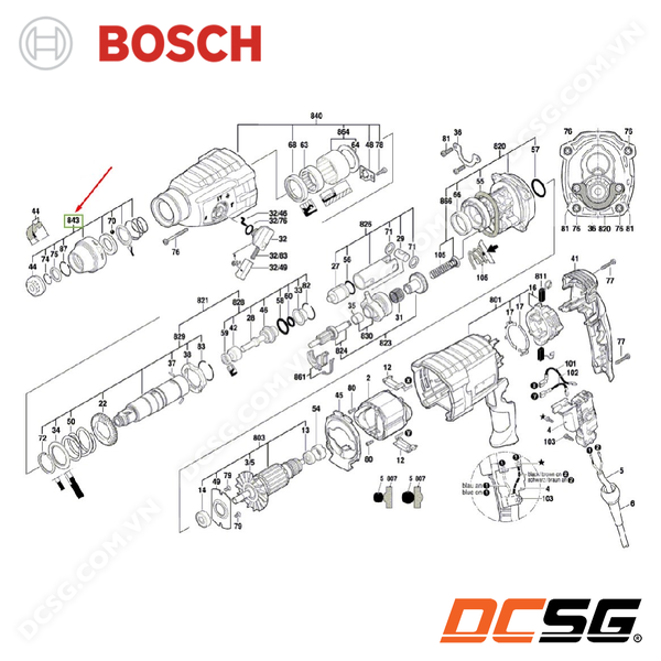 Bộ đầu khoan dùng cho máy GBH2-24DRE Bosch 1619P13459