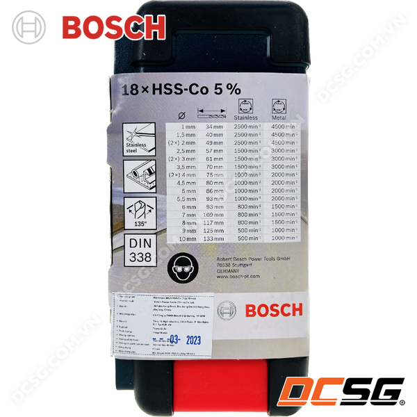 Bộ mũi khoan thép, inox HSS-Co Bosch