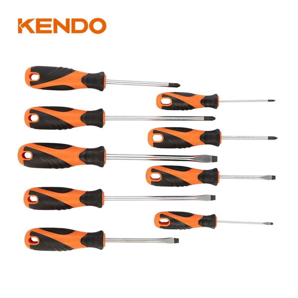 Bộ tua vít 9 cái với giá treo bằng nhựa - 20214 Kendo