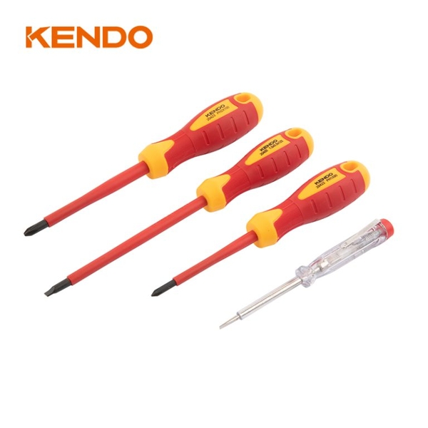 Bộ tua vít cách điện 1000V VDE bằng thép CrV (4 chi tiết/ bộ) Kendo - 20481