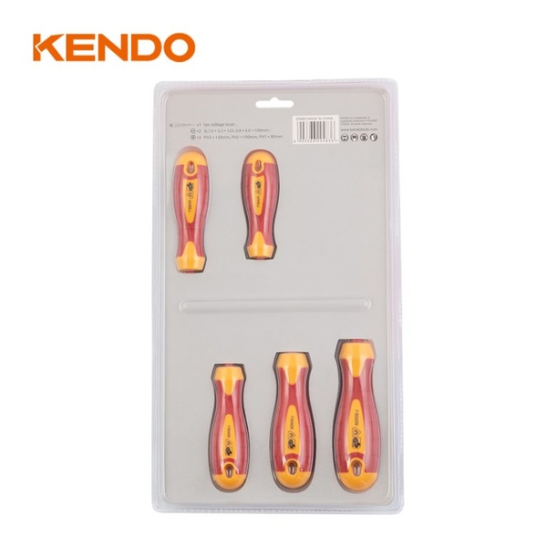 Bộ tua vít cách điện 1000V VDE bằng thép CrV (6 chi tiết/ bộ) Kendo - 20483