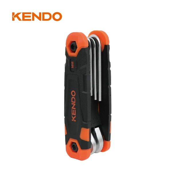 Bộ lục giác bằng thép Cr-V kiểu gấp gọn (8 cái/bộ) Kendo - 20717