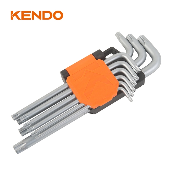 Bộ lục giác đầu hoa thị chữ L loại tiêu chuẩn bằng thép Cr-V (9 cái/bộ) Kendo - 20741
