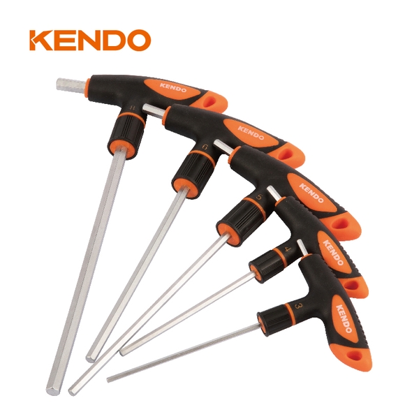 Bộ chìa khóa đầu lục giác tay cầm chữ T chất liệu thép CrV (5 cái/ bộ) Kendo - 20779
