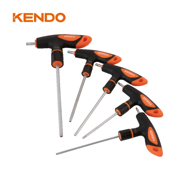 Bộ chìa khóa đầu hoa thị tay cầm chữ T chất liệu thép CrV (5 cái/ bộ) Kendo - 20780