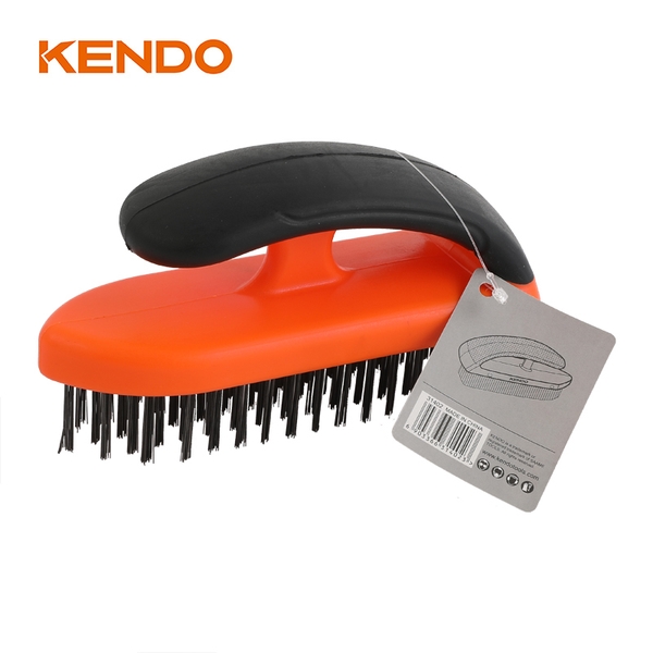 Bàn chải sợi thép 5x18 hàng tay cầm mềm Kendo - 31402