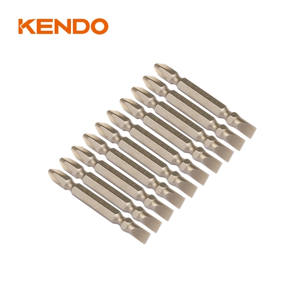 Mũi vít 2 đầu bằng  thép S2 PH2-SL6 × 65mm (10 cái/ bộ) Kendo - 25404732