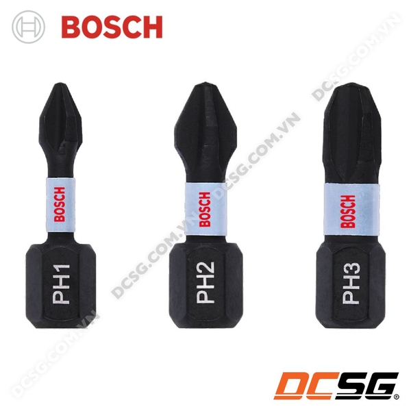 Bộ 3 đầu vặn vít Impact Control 25mm (PH1, PH2, PH3) Bosch 2608522470